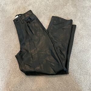 Abercrombie & Fitch Ankle Straight Ultra High Vegan Leather Black Pant‎ Sz 25/0
